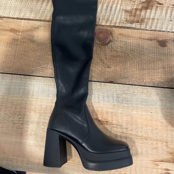 Free People Double Stack Over the Knee Boots Black Size 37 Brand New Orig. $298 - Picture 2 of 10
